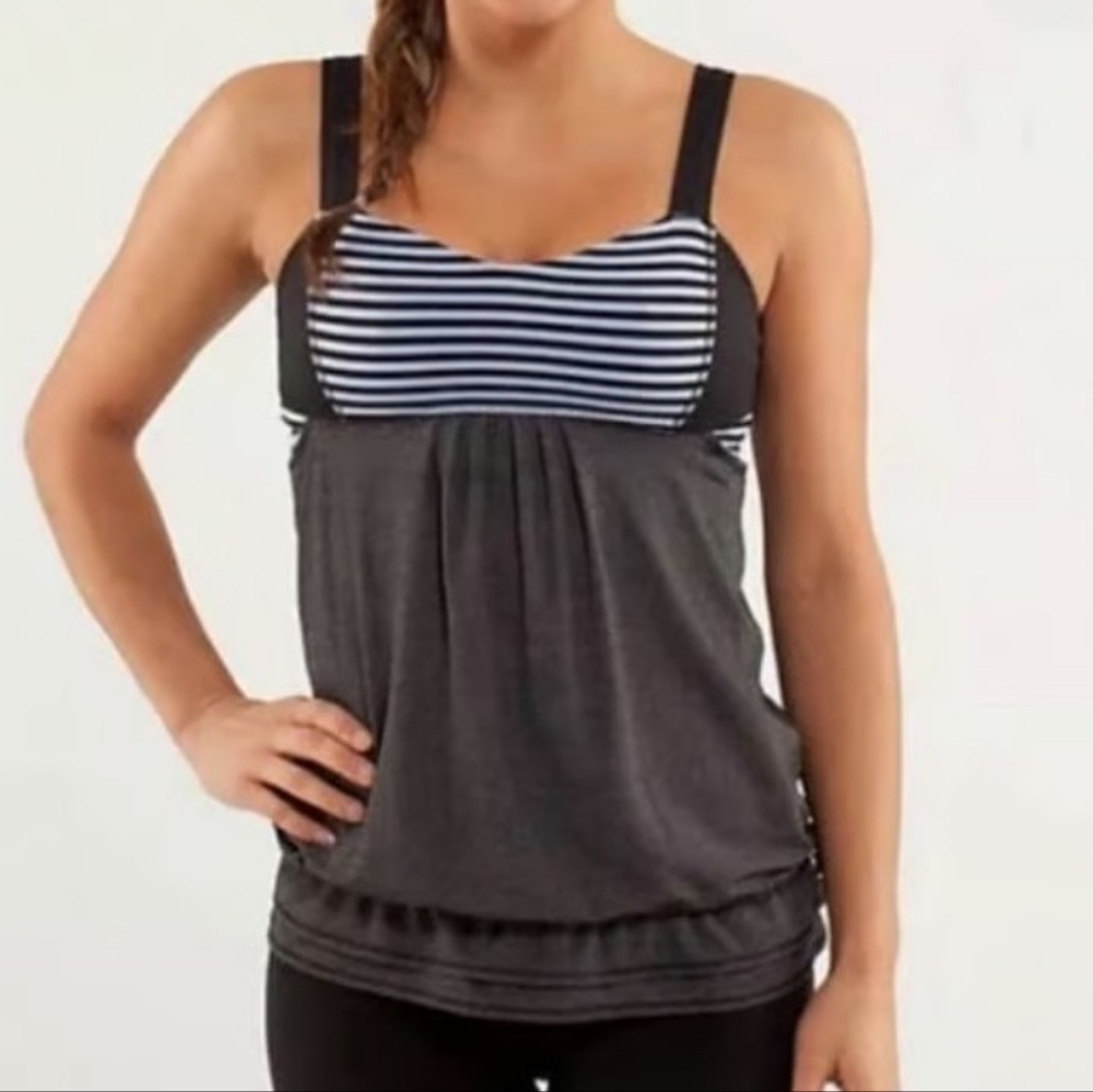 Lululemon Athletica Black and White Striped Tank Top